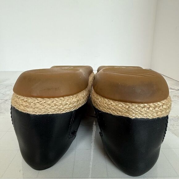 Clarks Black Leather Cloudstepper Comfort Slip On Espadrille Loafer Sz 5.5 - Picture 10 of 14